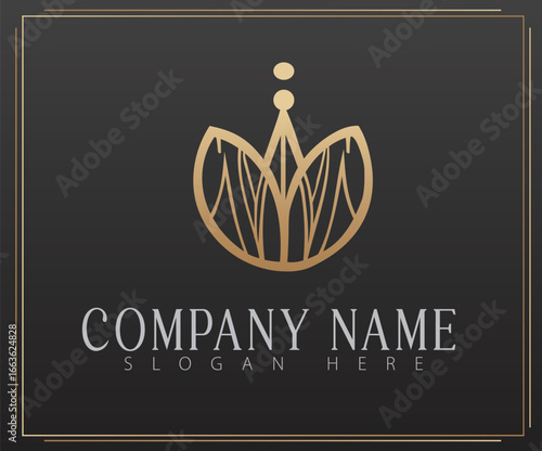 Modern style floral logo design. 