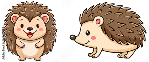 Cartoon hedgehog clipart set 