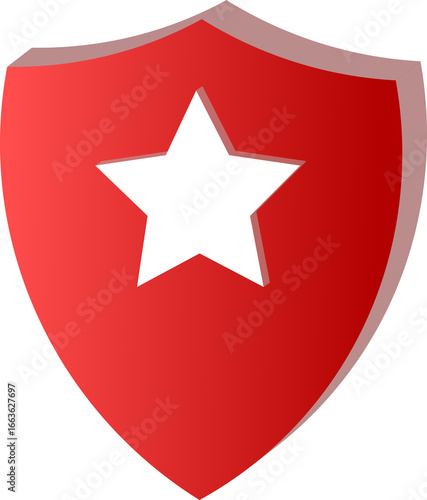 Free Download Gradient 3D Red Shield Star Badge  Icon Isolated on Transparent Background - GFXLoad