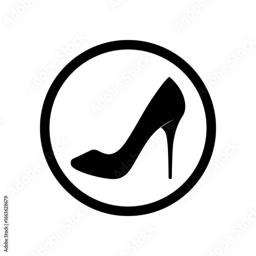 Silhouette of a high heel tilted isolated on clean white background minimalist shoe vector illustration