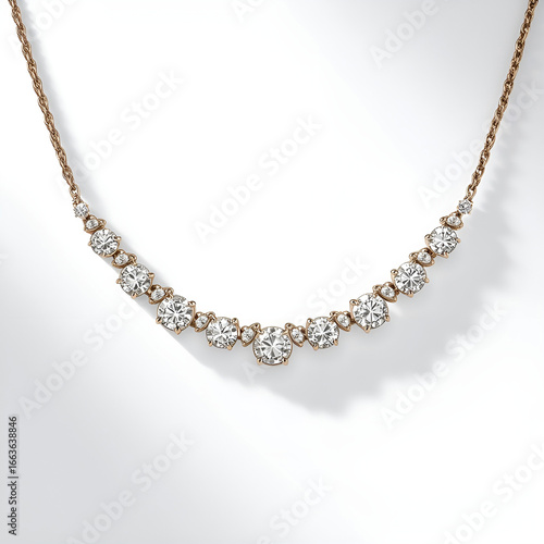 Elegant diamond necklace chain with intricately set sparkling stones.