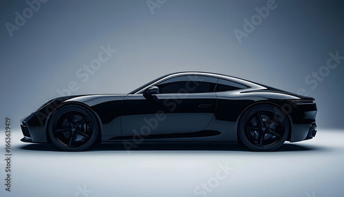 Wallpaper Mural Minimalist luxury sports car silhouette, side view, sleek black glossy finish, futuristic lighting Torontodigital.ca