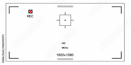 Video camera viewfinder with focus reticle and recording status