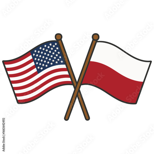 USA and Poland cross flags vector on white background
Vector country flags intersecting