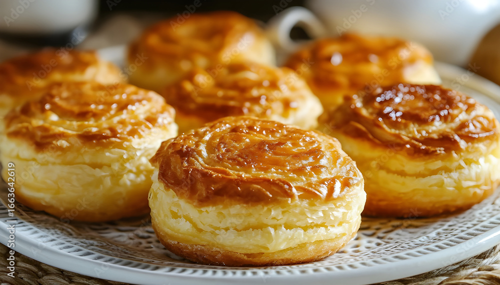 Fototapeta premium Delectable pine cakes with a golden crust