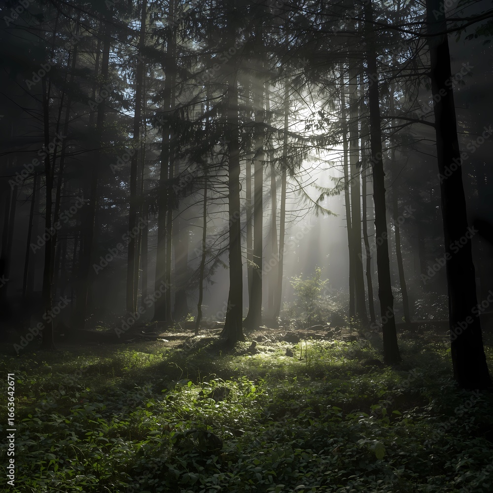 Fototapeta premium misty morning in the forest