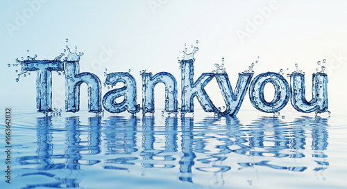 Thank You Typography Water Splash with Reflection