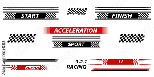 Racing Start and Finish Line Graphics with Text sport
