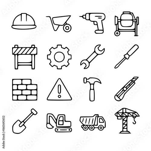 icon sheet, construction vector, outline version