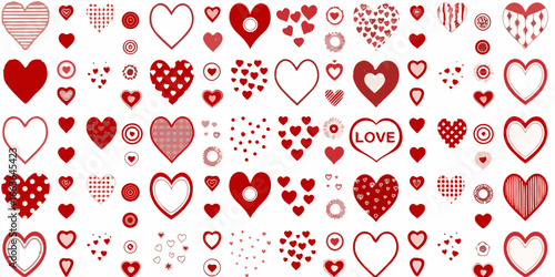 Assorted Red and Pink Hearts and Love Symbols romance