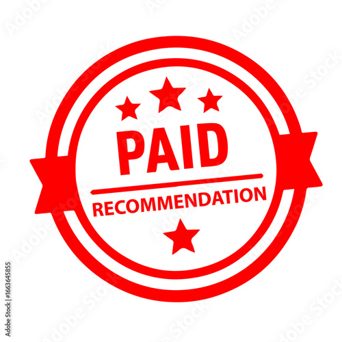Paid Recommendation Badge in Solid Silhouette Style, Ideal for Sponsored Endorsements and Promoted Content, Editable Formats: AI, EPS, JPG, PNG, Ideal for Both Digital and Print Use  
