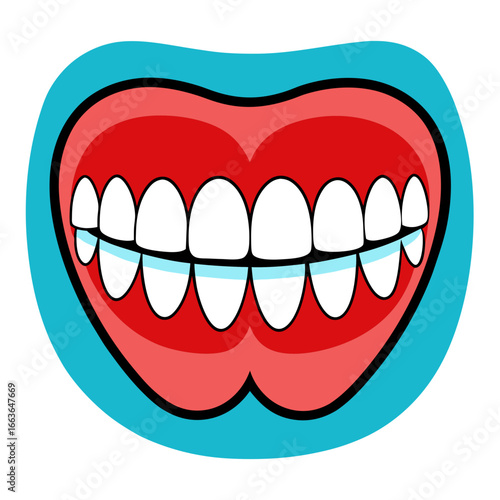 Bright, healthy smile radiating joy and confidence, perfect for dental health, medical, or cartoon-themed projects, conveying happiness and positive emotions