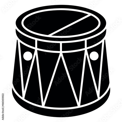 Illustration of a Black and White Drum Instrument with Musical Aesthetics and Rhythmic Artistry for Creative Projects