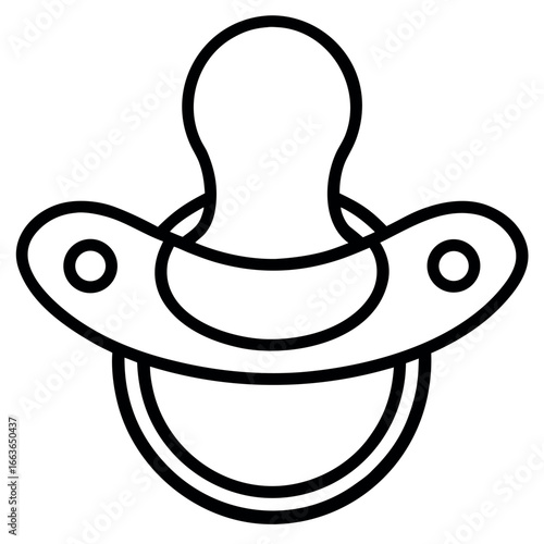 Pacifier Icon Black and White Line Art for Baby Products and Childcare Designs Illustration