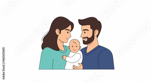 A happy family with their newborn baby.