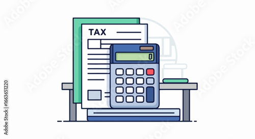 Tax form and calculator, financial concept, business and finance.