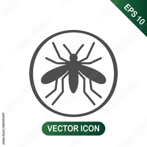 Mosquito Icon Inside Circle for Insect Control