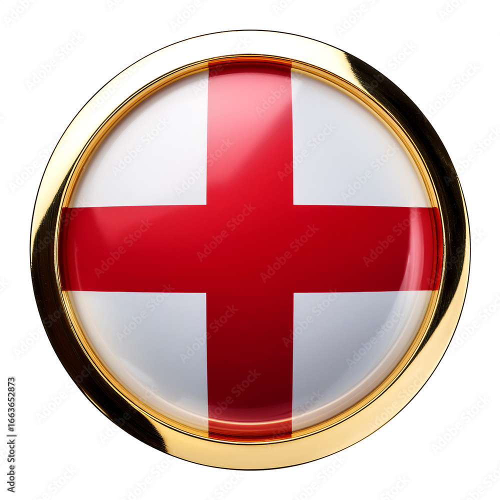 Fototapeta premium イングランドの国旗のブローチ。白背景。(England flag brooch on white background.) 