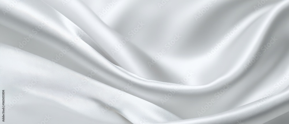 Fototapeta premium The smooth white satin fabric draping elegantly across the surface.