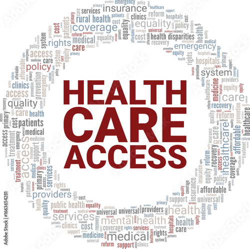 Health Care Access word cloud conceptual design isolated on white background.
