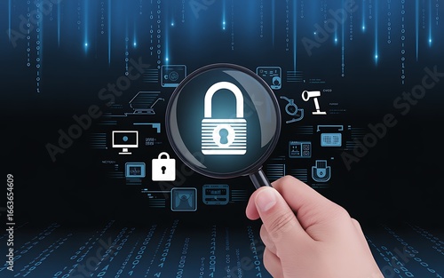 Cybersecurity Analysis Unveiling Digital Protection Through Magnifying Glass