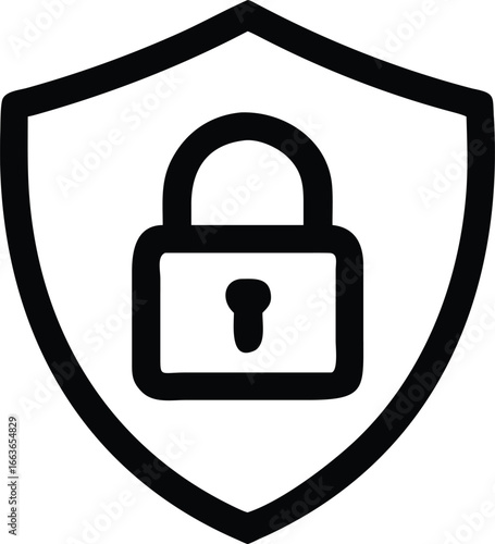 Shield with closed padlock icon symbolizing data protection