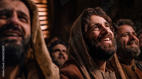 The upper room at Pentecost bursts with divine fire, disciples filled with the Holy Spirit as tongues of flame rest upon them, voices rising in unity, birthing the church in power and glory.