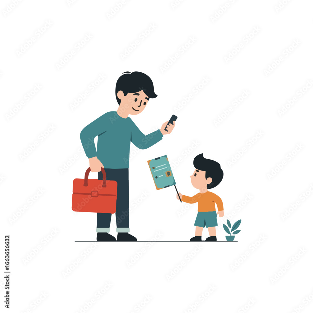 Obraz premium This children vector shows back to school progress, study, homework and learning. An educational student icon clip art for academic teaching, planning a lesson with technology