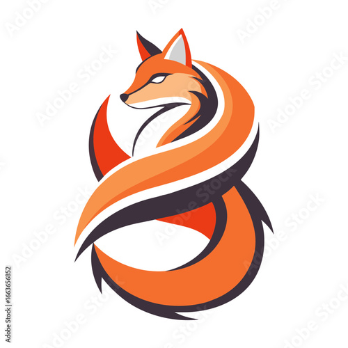 A fox mascot circling vector logo illustration