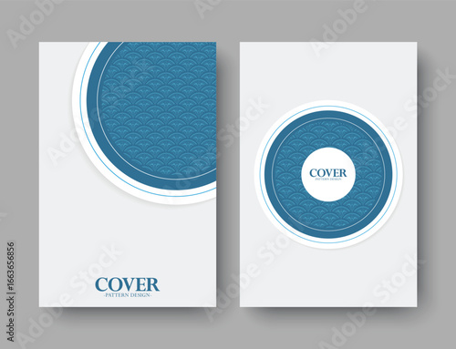 Elegant Modern Cover Design with Japanese Wave Pattern for Book Presentation