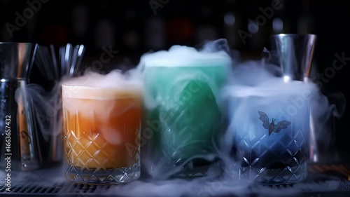 Footage Spooky Halloween Drinks Autumn Cocktails with Eerie Fog