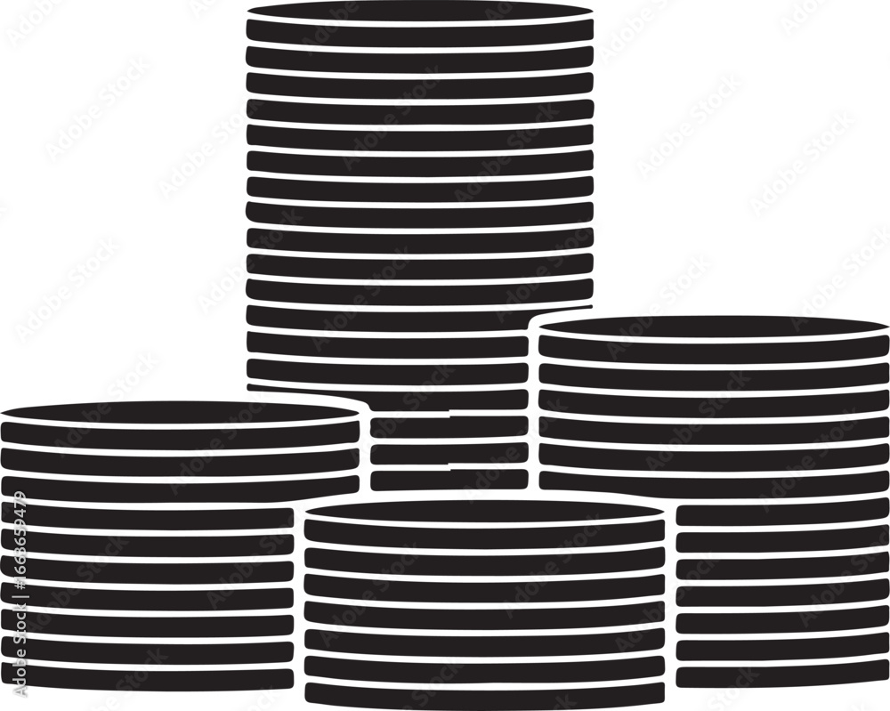 Obraz premium Stacked Black and White Coins in a Bar Graph Formation money finance