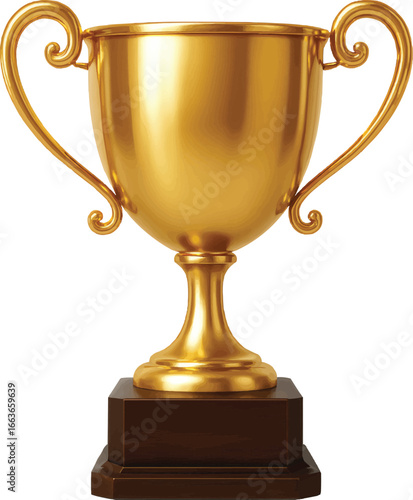 3D Golden Trophy Cup Isolated