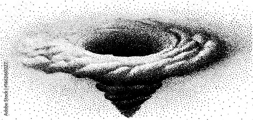 Abstract vortex design with stippling dotwork technique