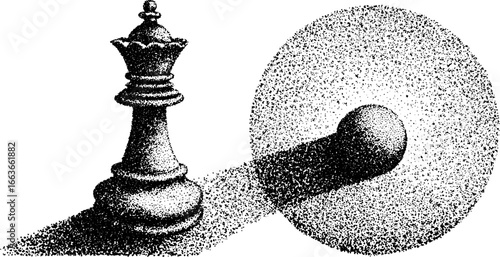 Chess pawn in stippling dotwork style with shadow detail for art and design