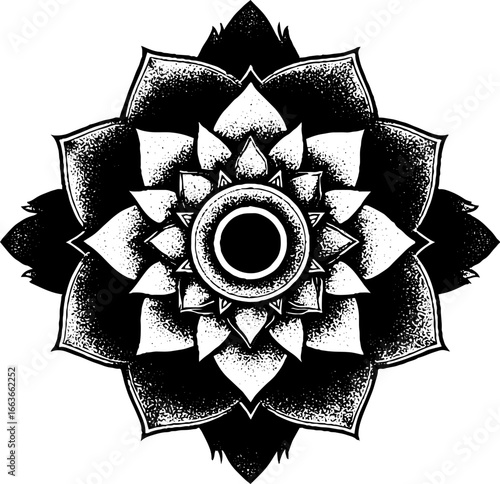 Intricate mandala art with stippling and dotwork techniques