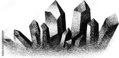 Stippling dotwork design of crystals for tattoo concepts and artistic inspiration