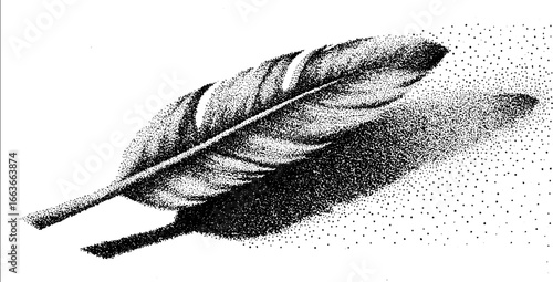 Vintage feather art with stipple dotwork for tattoo and design projects