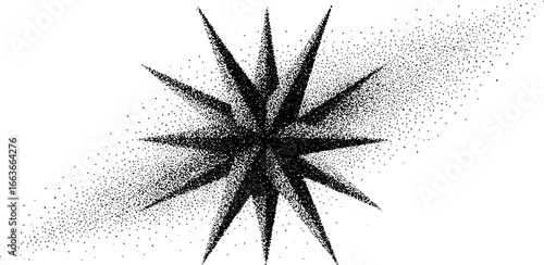 Abstract fractal design with stippling and dotwork techniques in black and white, ideal for modern art or poster