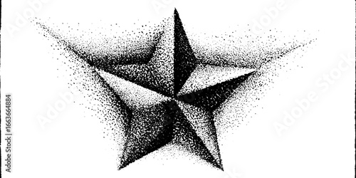 Abstract hexagram star in stippling dotwork style for vintage design art
