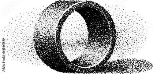 Monochrome stipple art of a hollow ring – dotwork design for artistic projects