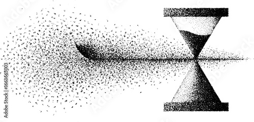 Stippling dotwork hourglass illustration reflecting time's passage for artistic design