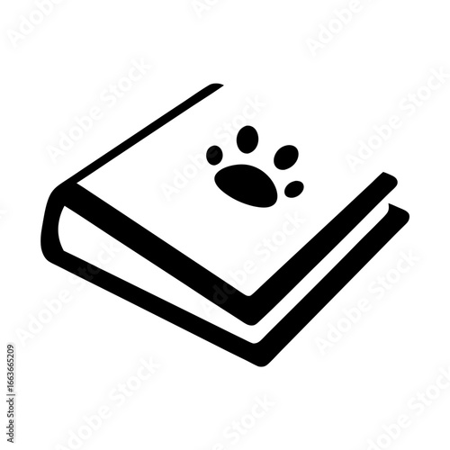 Black and white book cover with a paw print symbol on it