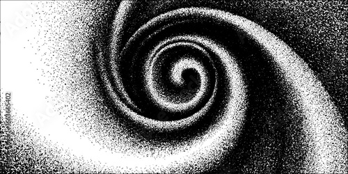 Abstract stipple dotwork of infinite spiral with gradation effect for art design