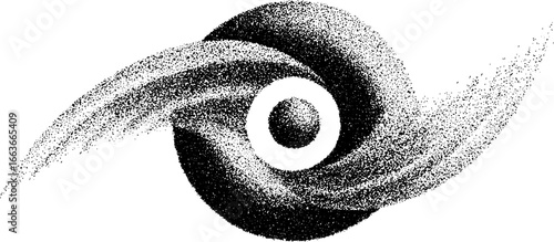 Intersecting abstract circle stipple art with dotwork gradation for design and tattoo inspiration