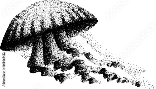Stippling dotwork jellyfish art for tattoos and design projects