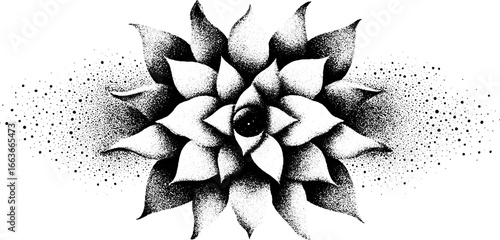 Intricate kaleidoscope design using stippling and dotwork techniques for artistic concepts