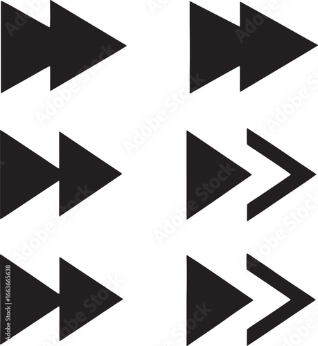 Set of Forward Arrows Vector Icons