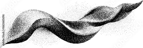 Intricate stippling dotwork of flowing brushstroke design for artistic concepts