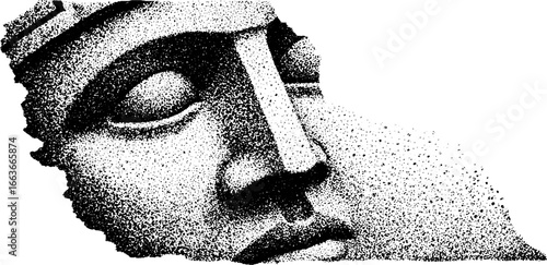 Ancient mayan mask stippling dotwork design for cultural art projects